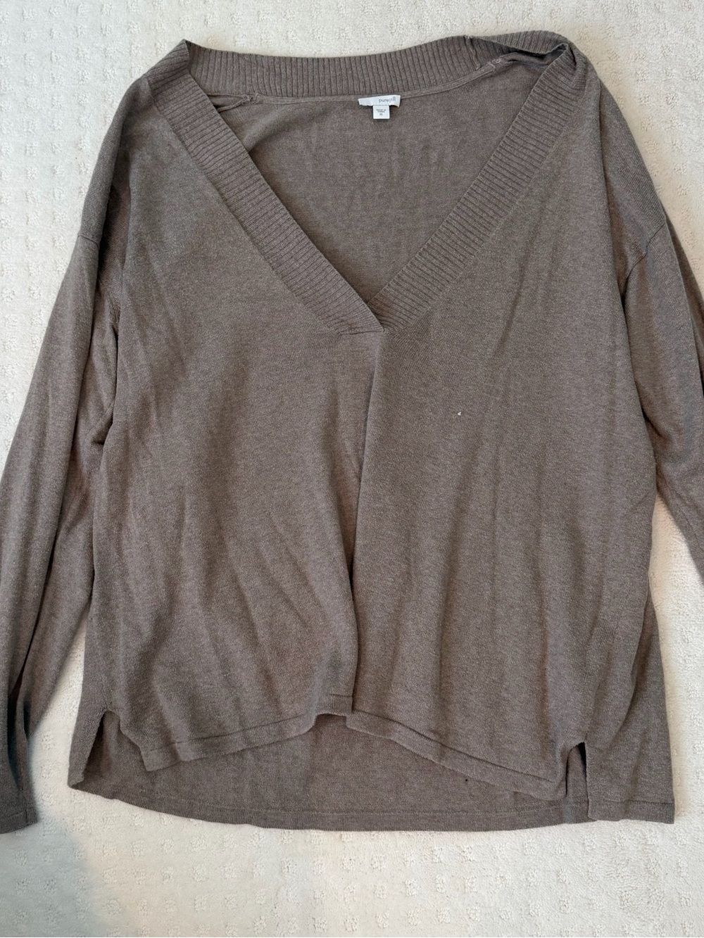 J.Jill XL Relaxed V-Neck Sweater in Taupe Brown